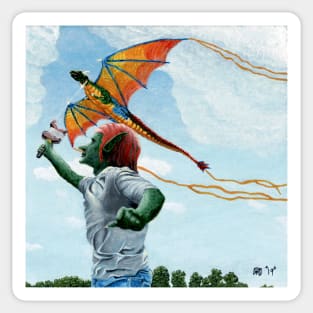 Goblin Flying Dragon Kite Realistic Art Sticker